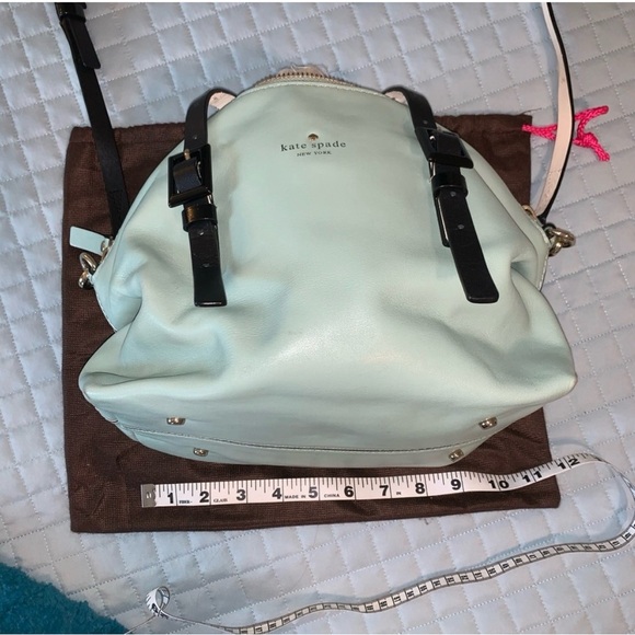 kate spade Mint Green Leather Satchel with Black Straps and Gold Hardware - Picture 3 of 5